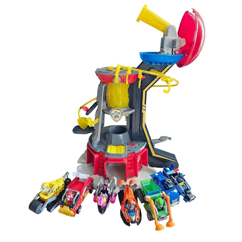 Paw Patrol Mighty Pups Super Paws Lookout Tower Playset with 7 Cars and Figures